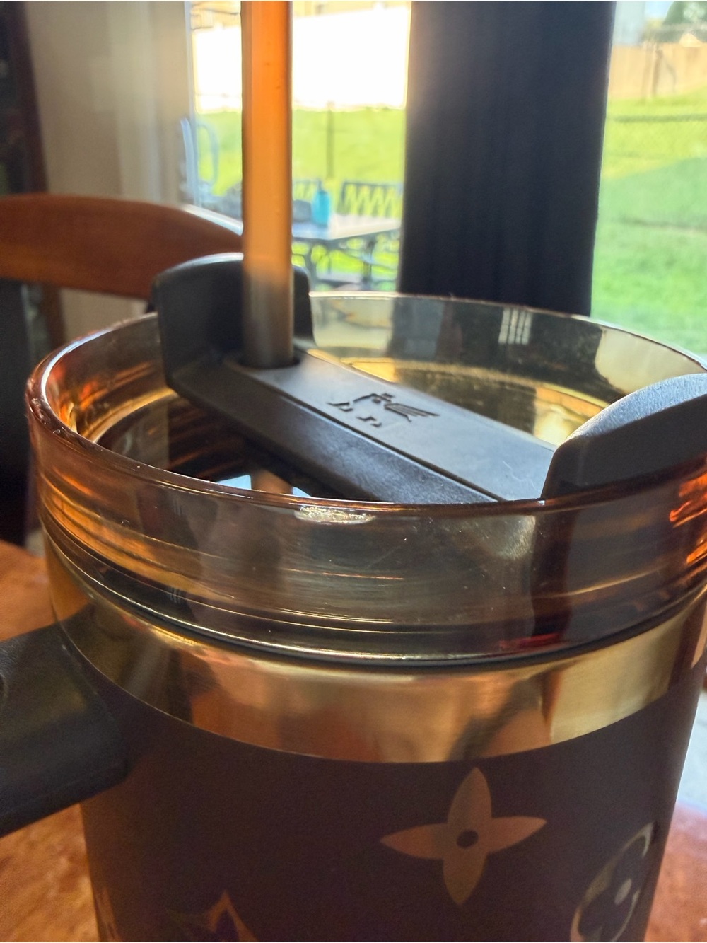 Stanley Louis Vuitton 40 oz Matte Black & Gold Travel Mug with Straw - Picture 3 of 5